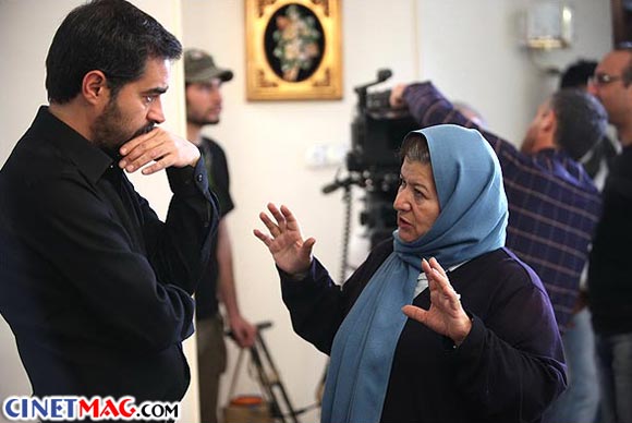 پوران درخشنده و شهاب حسینی در پشت صحنه فیلم 